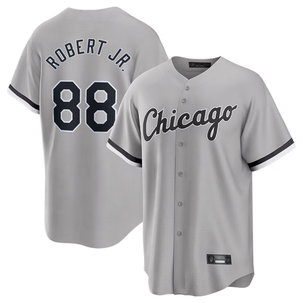 MATTH C.White Sox #88 Luis Robert Jr Player Gray Home Game Stitched Jerseys