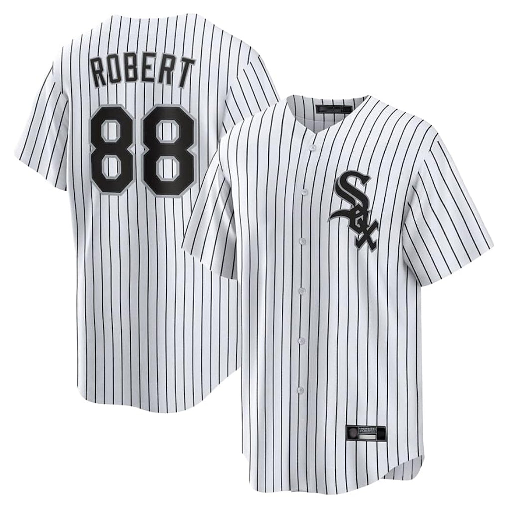 MATTH C.White Sox #88 Luis Robert Jr Player White Stripe Home Game Stitched Jerseys