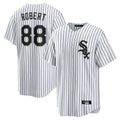 MATTH C.White Sox #88 Luis Robert Jr Player White Stripe Home Game Stitched Jerseys