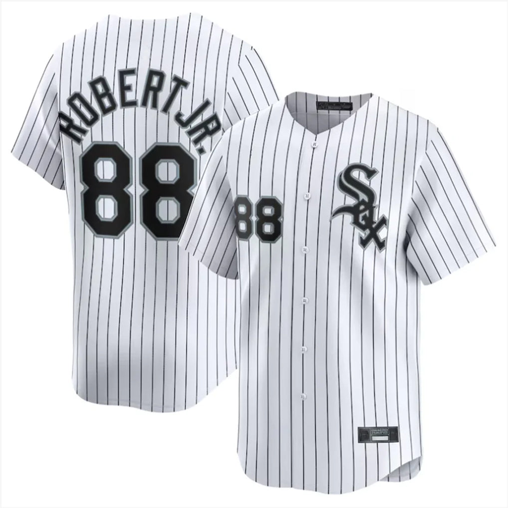 MATTH C.White Sox #88 Luis Robert Jr Player White Stripe Limited Home Stitched Jerseys