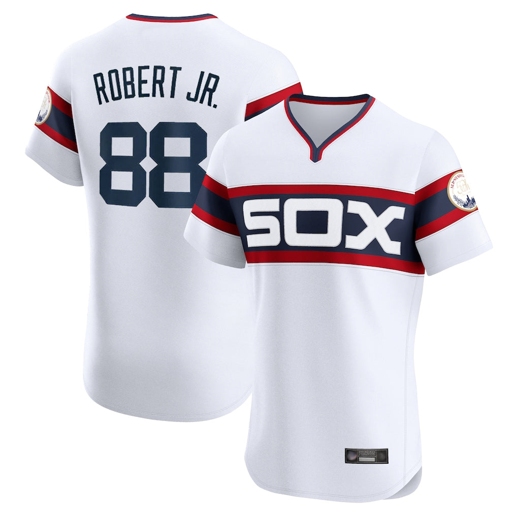 MATTH C.White Sox #88 Luis Robert Jr Player White T-shirt Limited Elite Home Stitched Jerseys