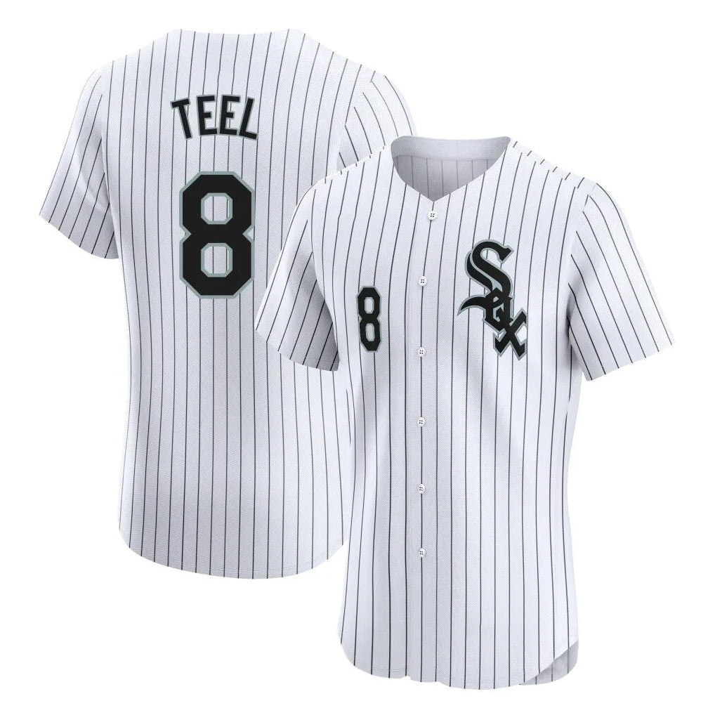 MATTH C.White Sox #8 Kyle Teel Player White Stripe Limited Elite Home Stitched Jerseys