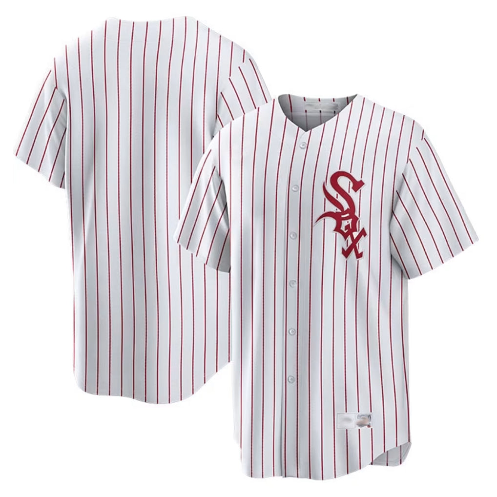 MATTH C.White Sox ## White Sox Blank Player Red Stripe White Home Game Stitched Jerseys