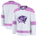 MATTH CB.Jackets White 2024 Hockey Fights Cancer Practice Jersey