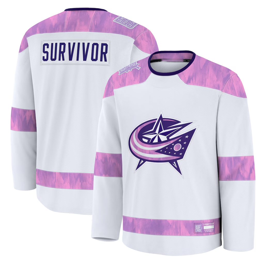 MATTH CB.Jackets White Hockey Fights Cancer Survivor Practice Jersey