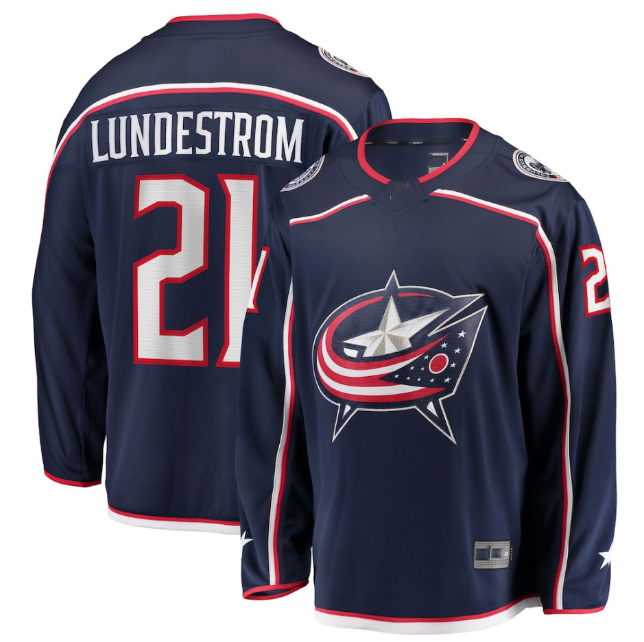 MATTH CB.Jackets #21 Isac Lundestrom Navy Home Breakaway Jersey