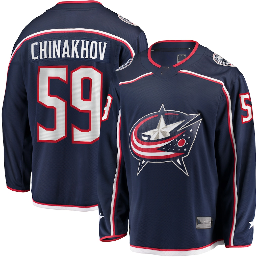 MATTH CB.Jackets #59 Yegor Chinakhov Navy Home Breakaway Player Jersey