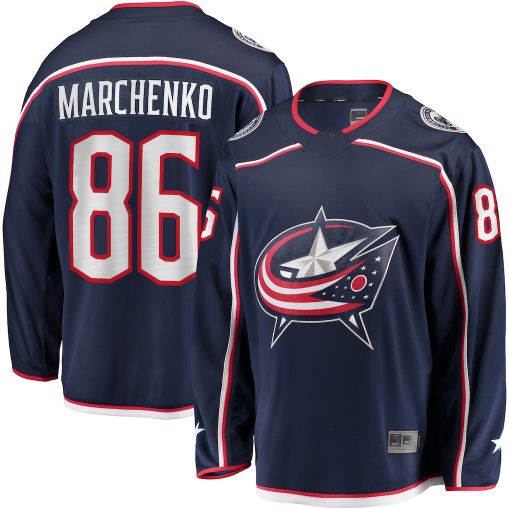 MATTH CB.Jackets #86 Kirill Marchenko Navy Home Breakaway Jersey
