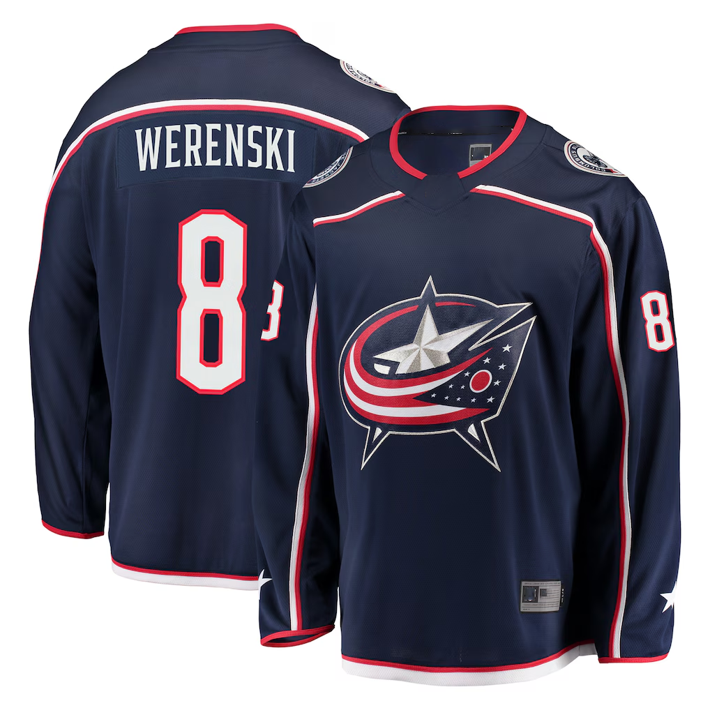 MATTH CB.Jackets #8 Zach Werenski Navy Breakaway Jersey