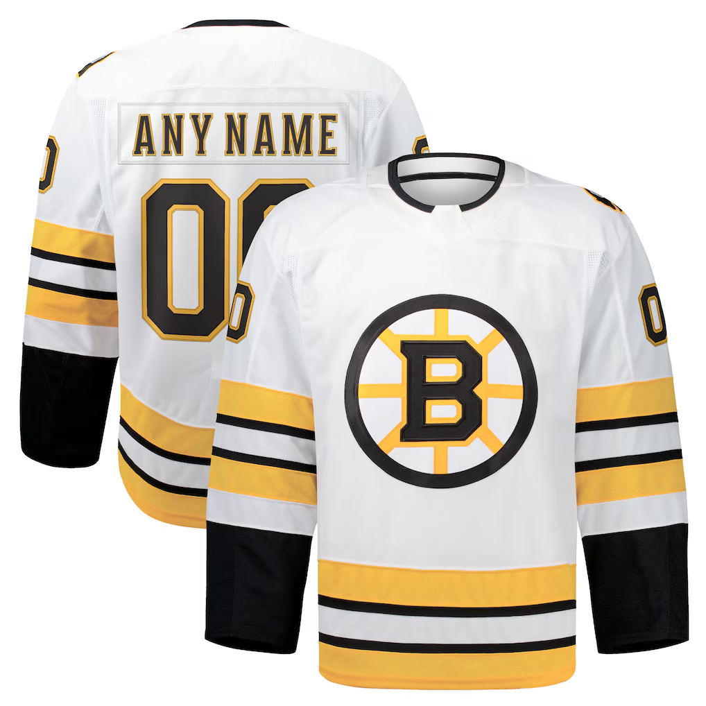 MATTH Custom B.Bruins White Away Authentic Pro Stitched Jerseys