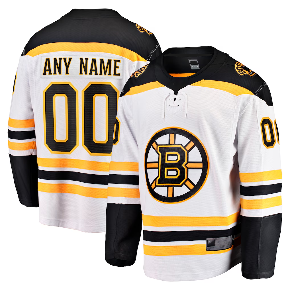 MATTH Custom B.Bruins White Away Breakaway Stitched Jerseys