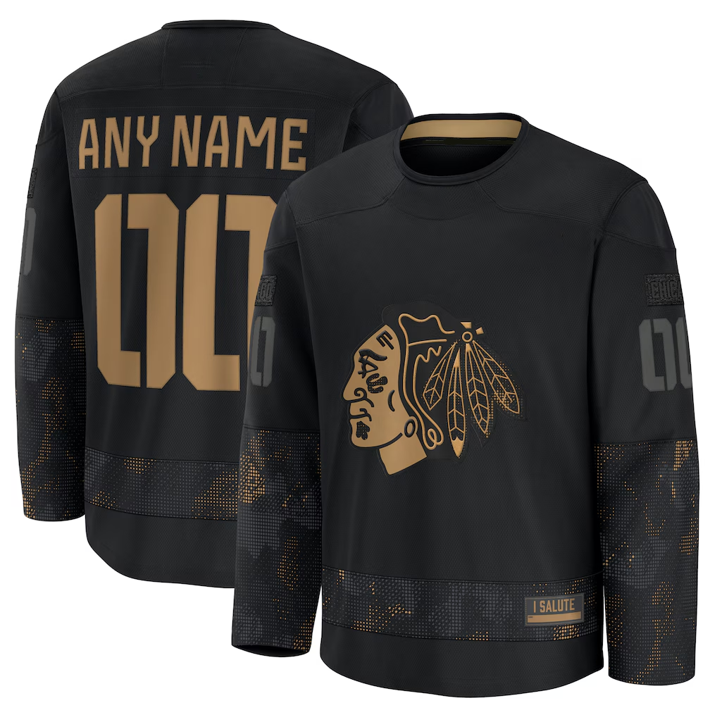 MATTH Custom C.Blackhawks Black 2024 Military Appreciation Practice Jerseys