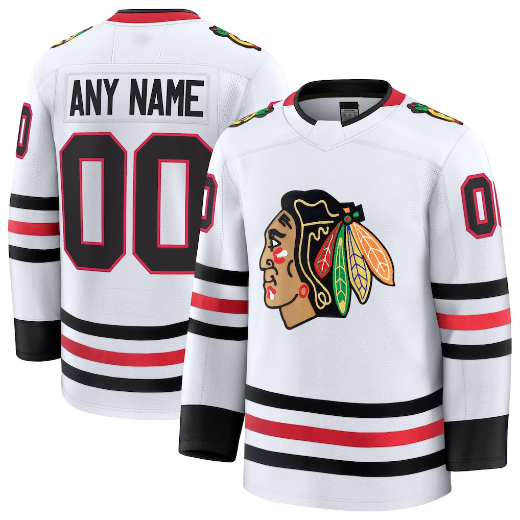 MATTH Custom C.Blackhawks White Away Premium Jerseys