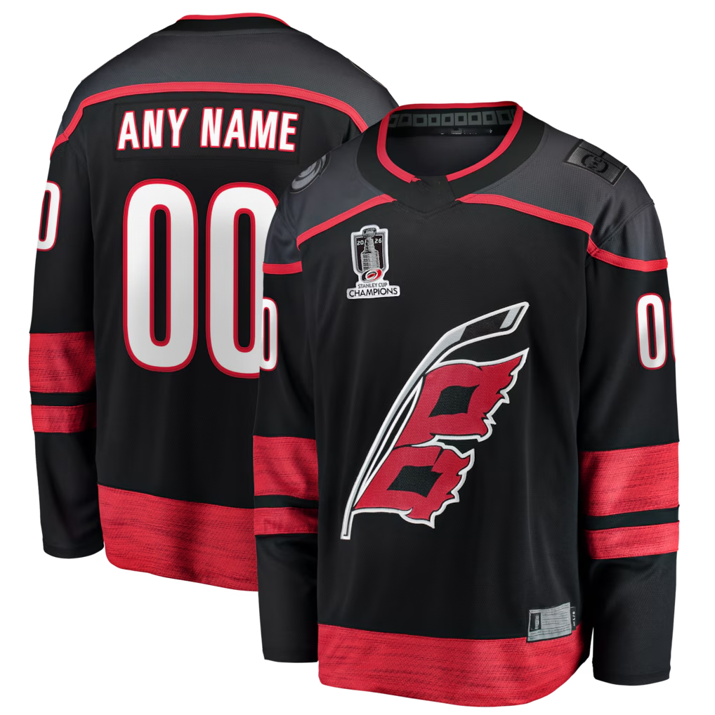 MATTH Custom C.Hurricanes Black 2026 Stanley Cup Champions Home Breakaway Custom Stitched Jerseys