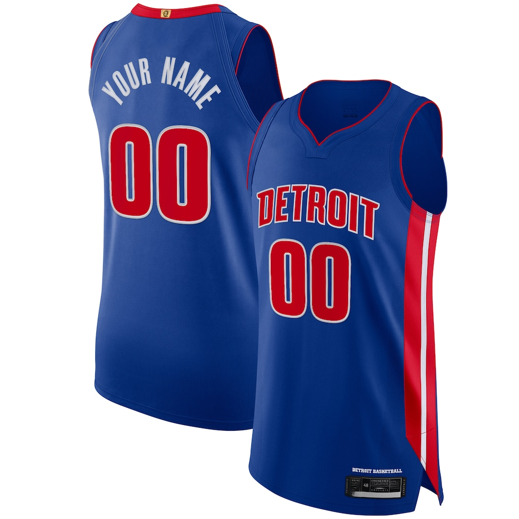 MATTH Custom D.Pistons Blue Authentic Jerseys - Icon Edition
