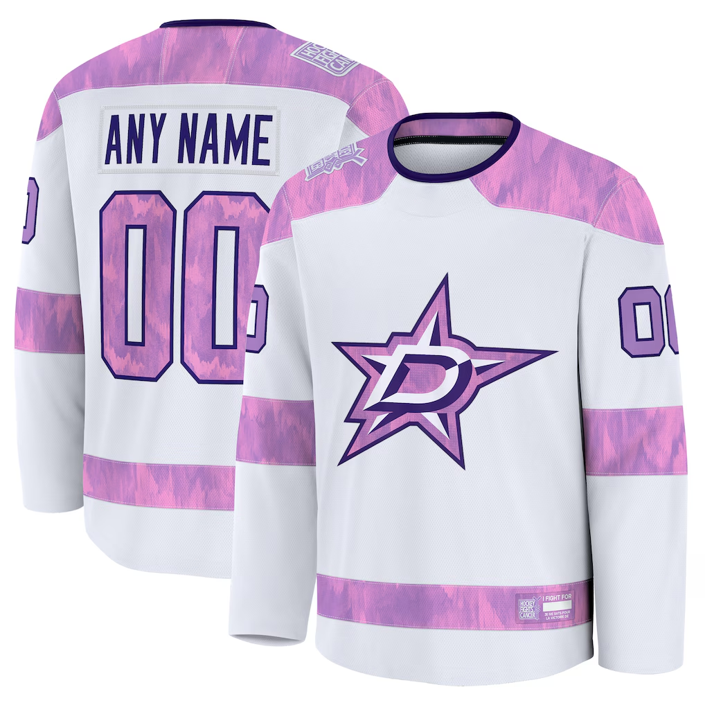 MATTH Custom D.Stars White 2024 Hockey Fights Cancer Practice Jerseys