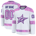 MATTH Custom D.Stars White 2024 Hockey Fights Cancer Practice Jerseys