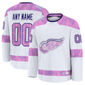 MATTH Custom D.Red wings White 2024 Hockey Fights Cancer Practice Jerseys