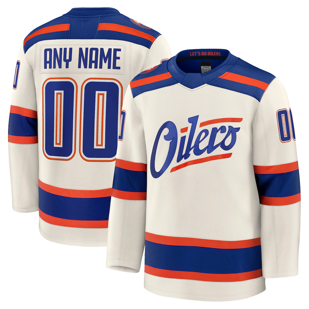 MATTH Custom E.Oilers Light Beige Alternate Premium Jerseys