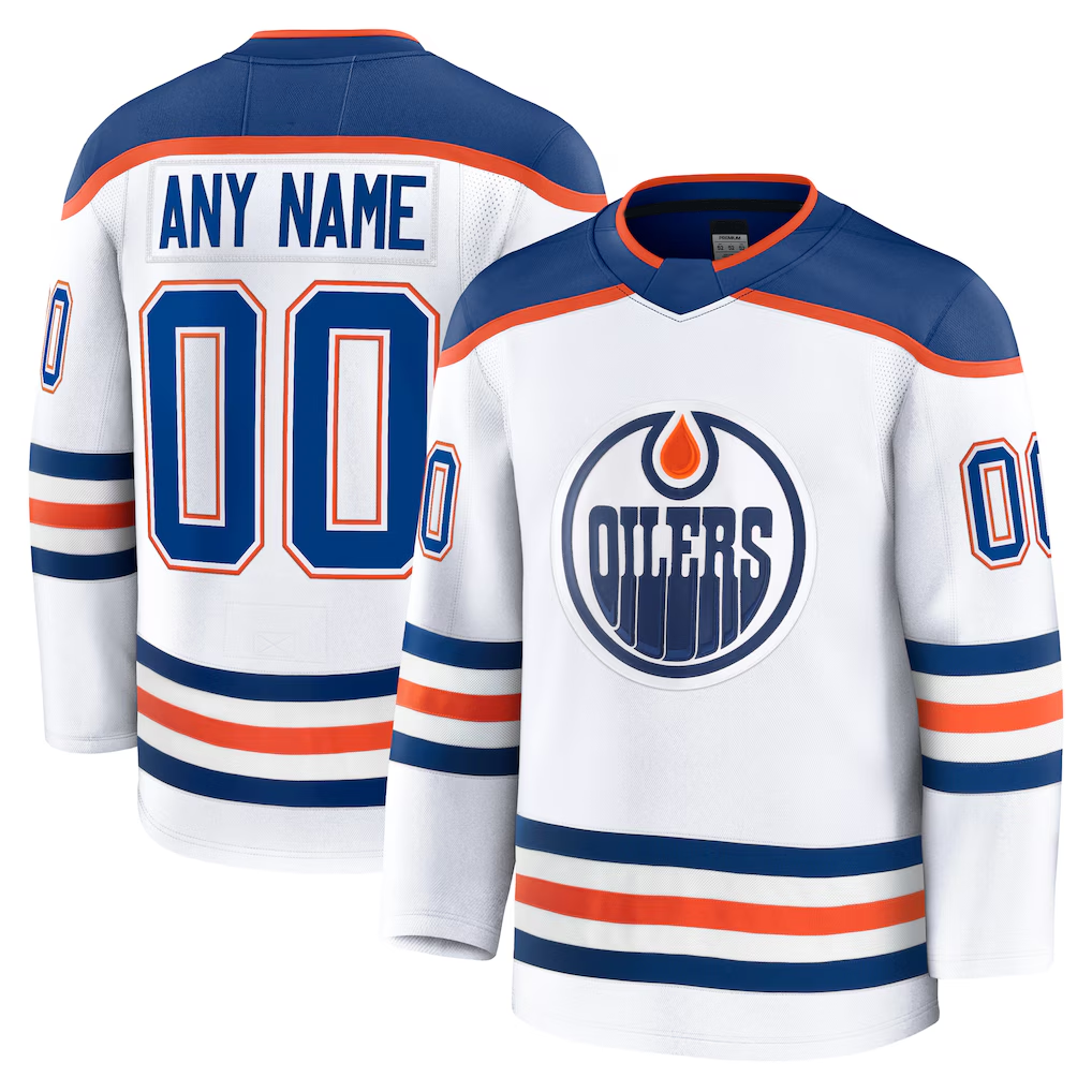 MATTH Custom E.Oilers White Away Premium Jerseys