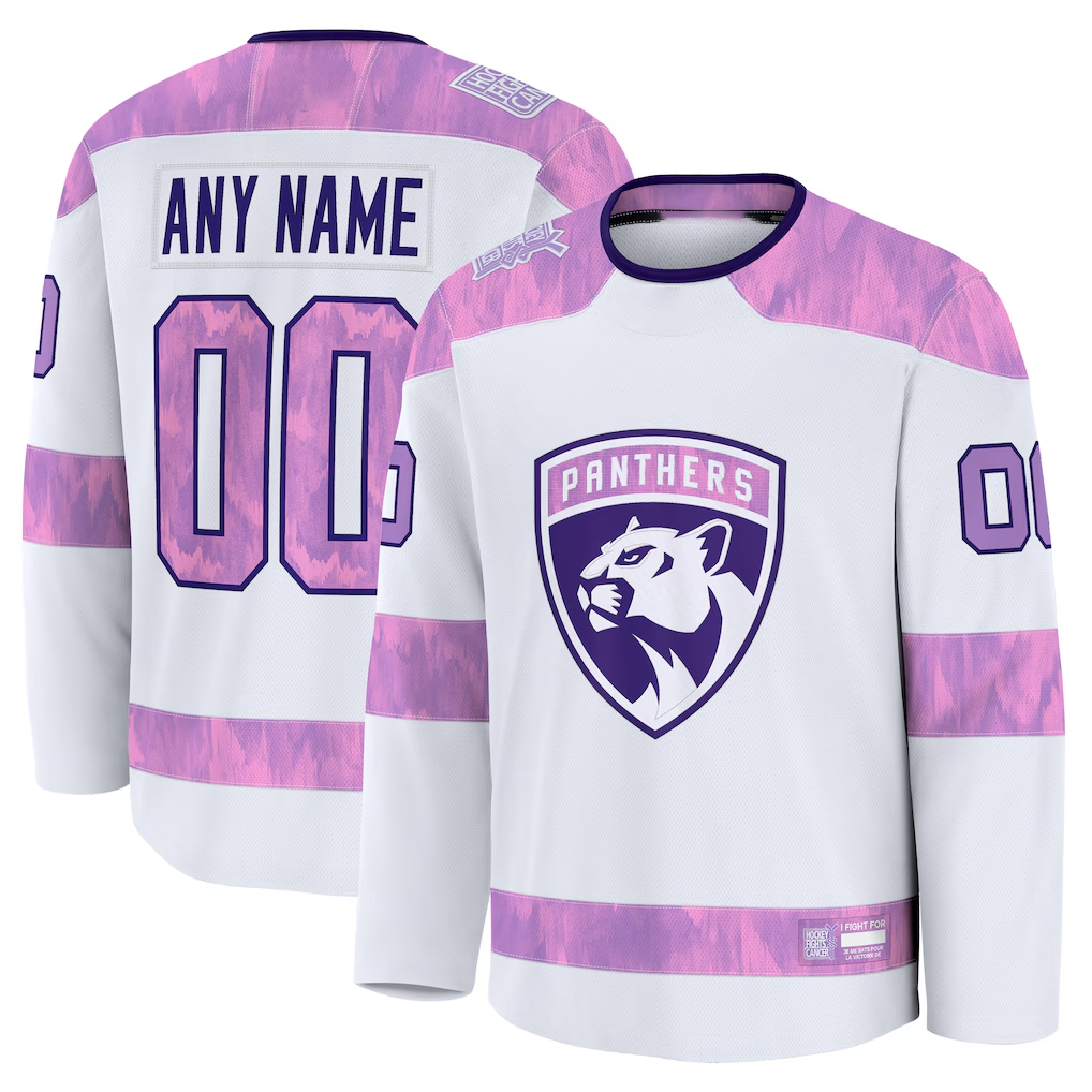 MATTH Custom F.Panthers White 2024 Hockey Fights Cancer Practice Jerseys