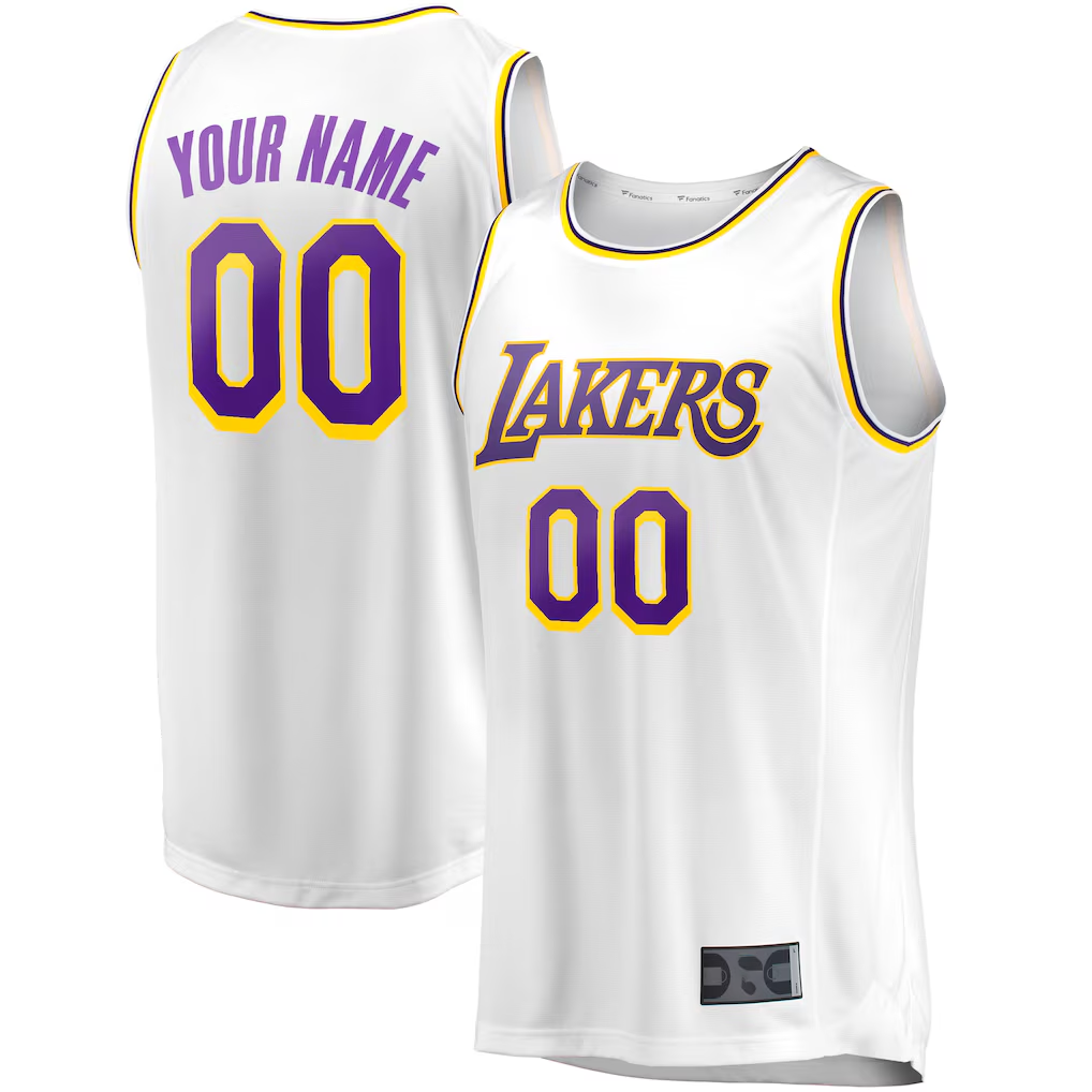 MATTH Custom LA.Lakers White Fast Break Replica Stitched Jerseys - Association Edition