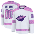 MATTH Custom M.Wild White 2024 Hockey Fights Cancer Practice Jerseys