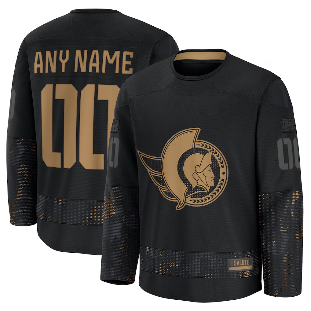 MATTH Custom O.Senators Black 2024 Military Appreciation Practice Jerseys