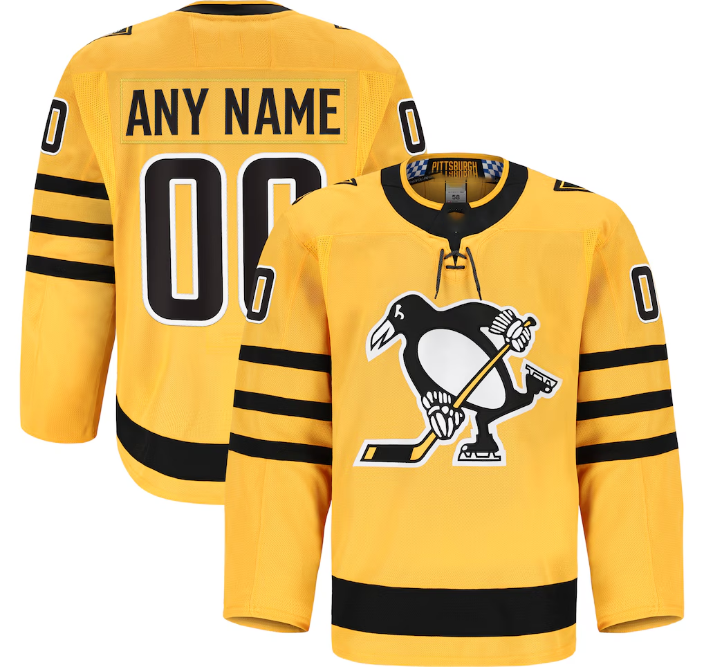 MATTH Custom P.Penguins Gold Alternate Authentic Pro Jerseys