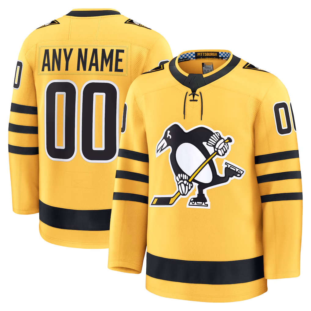 MATTH Custom P.Penguins Gold Alternate Premium Jerseys