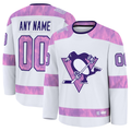 MATTH Custom P.Penguins White 2024 Hockey Fights Cancer Jerseys