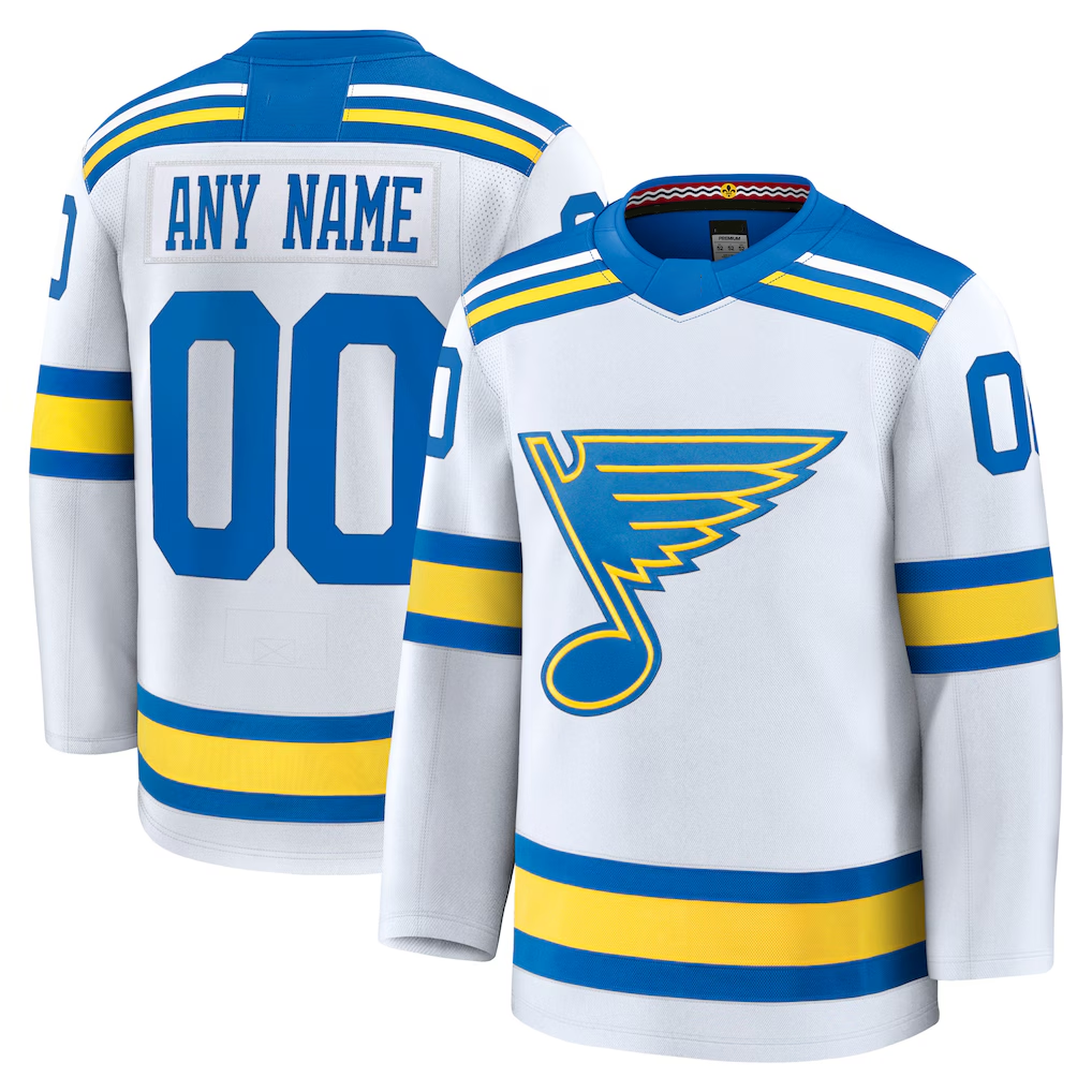 MATTH Custom St.L.Blues White Away Premium Jerseys