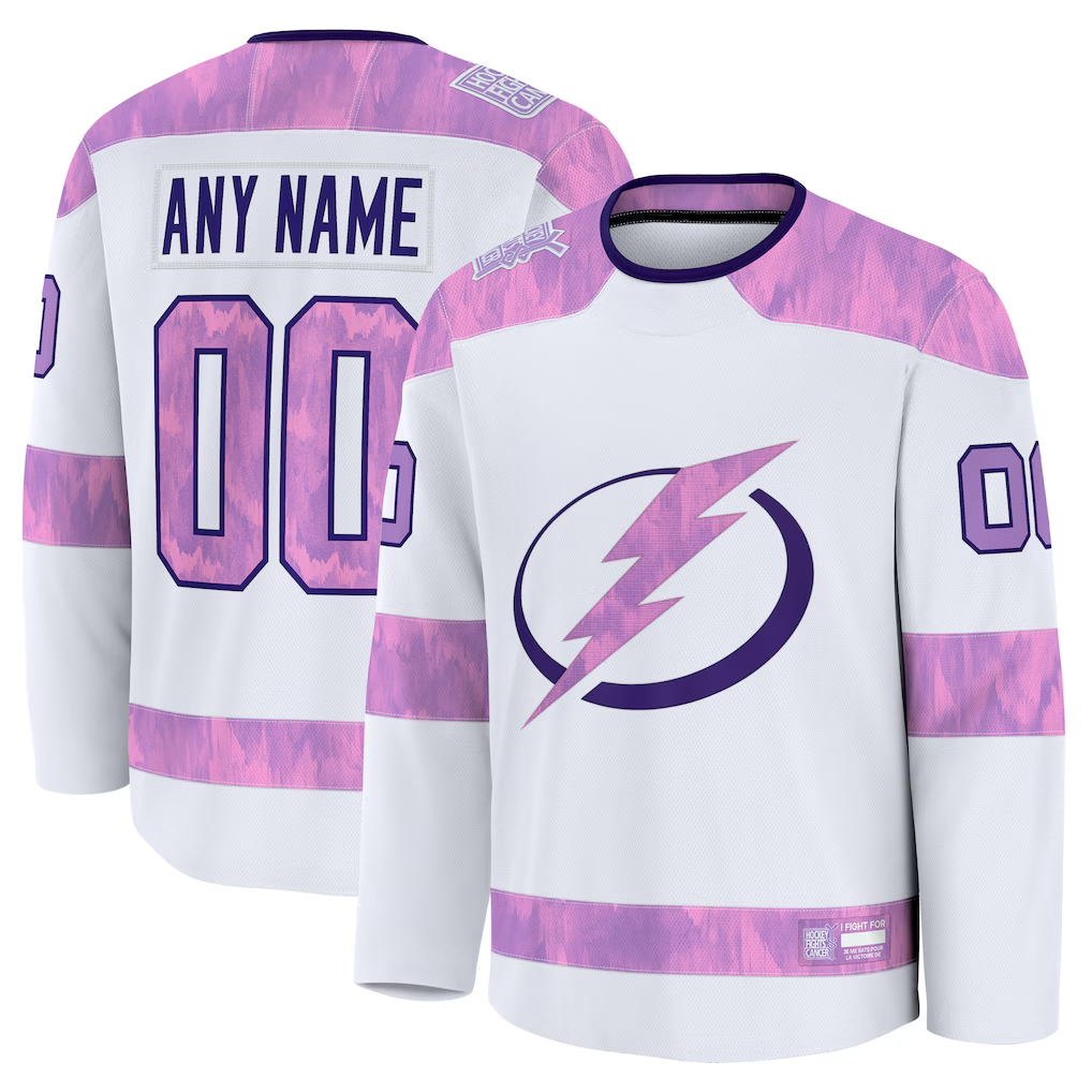 MATTH Custom TB.Lightning White 2024 Hockey Fights Cancer Practice Jerseys