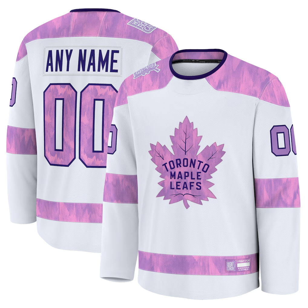 MATTH Custom T.Maple Leafs White 2024 Hockey Fights Cancer Practice Jerseys