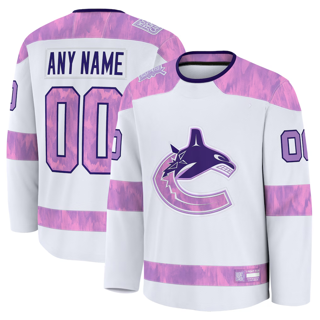 MATTH Custom V.Canucks White 2024 Hockey Fights Cancer Practice Jerseys