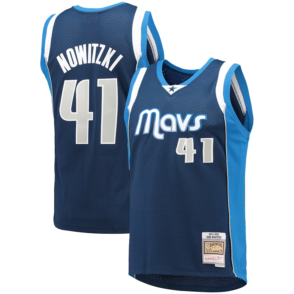 MATTH D.Mavericks Mitchell & Ness #41 Dirk Nowitzki Navy Dallas Mavericks 2011-2012 Hardwood Classics Swingman Stitched Jerseys