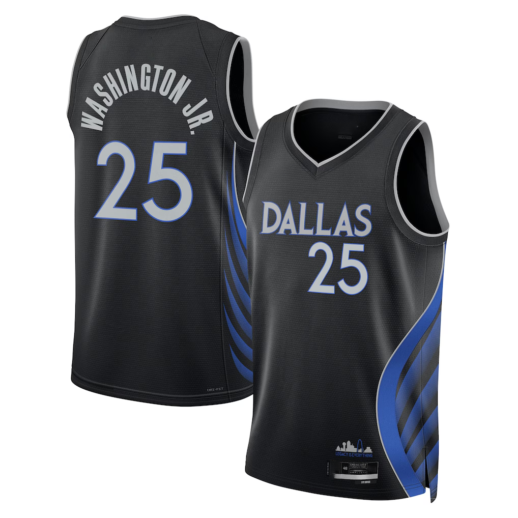 MATTH D.Mavericks #25 P.J. Washington Jr. Black 2025-2026 City Edition Swingman Stitched Jerseys