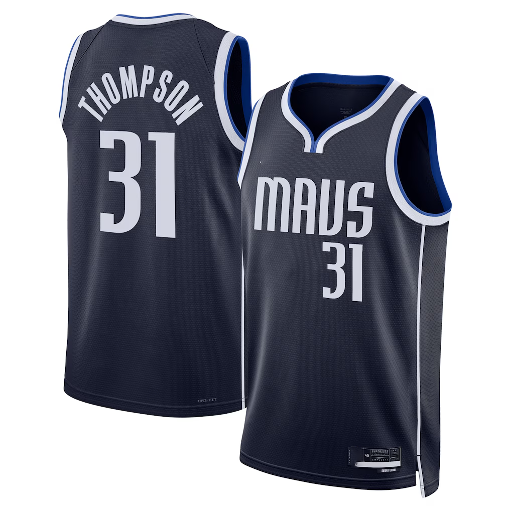 MATTH D.Mavericks #31 Klay Thompson Navy Statement Edition Swingman Stitched Jerseys