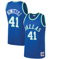 MATTH D.Mavericks #41 Dirk Nowitzki Mitchell & Ness Blue 199899 Hardwood Classics Swingman Jerseys