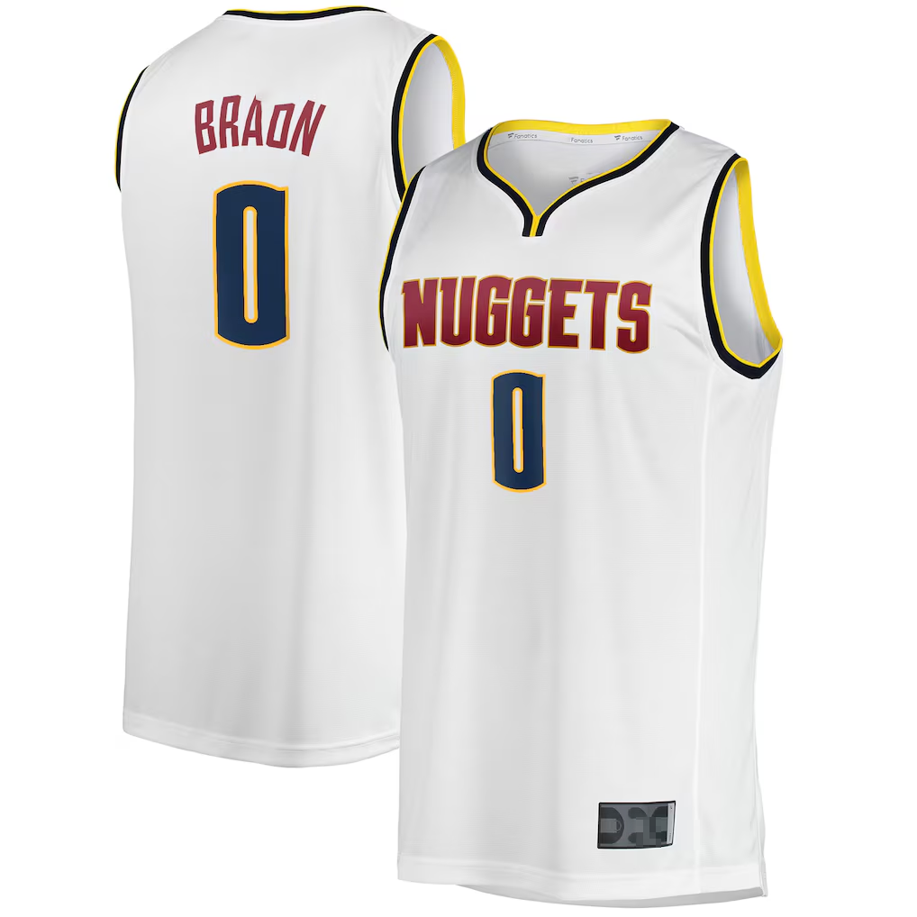 MATTH D.Nuggets #0 Christian Braun  White Fast Break Player Jerseys - Association Edition