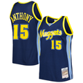 MATTH D.Nuggets #15 Carmelo Anthony Mitchell & Ness Navy Hardwood Classics Swingman Jerseys