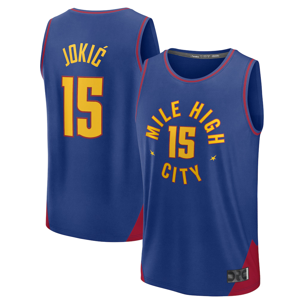 MATTH D.Nuggets #15 Nikola Jokic  Blue Fast Break Replica Player Jerseys - Statement Edition