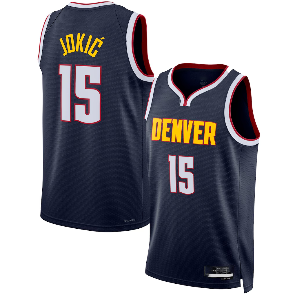 MATTH D.Nuggets #15 Nikola Jokic Navy Swingman Jerseys - Icon Edition