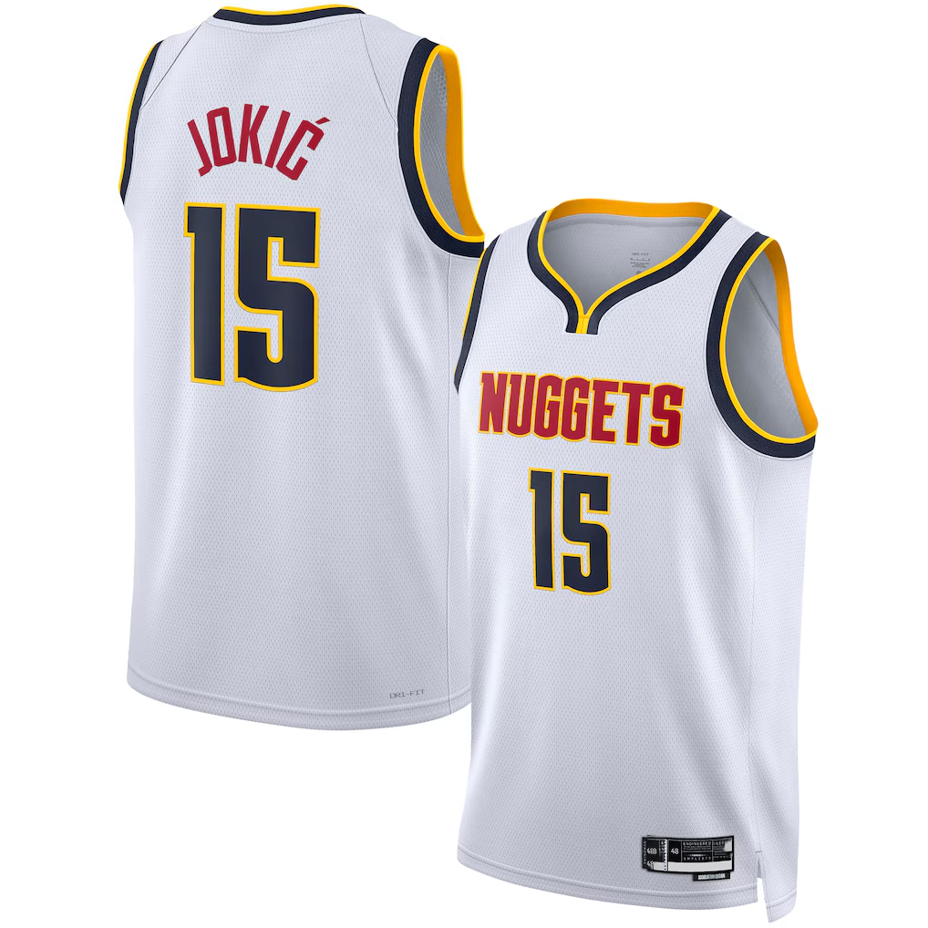 MATTH D.Nuggets #15 Nikola Jokic White Swingman Jerseys - Association Edition