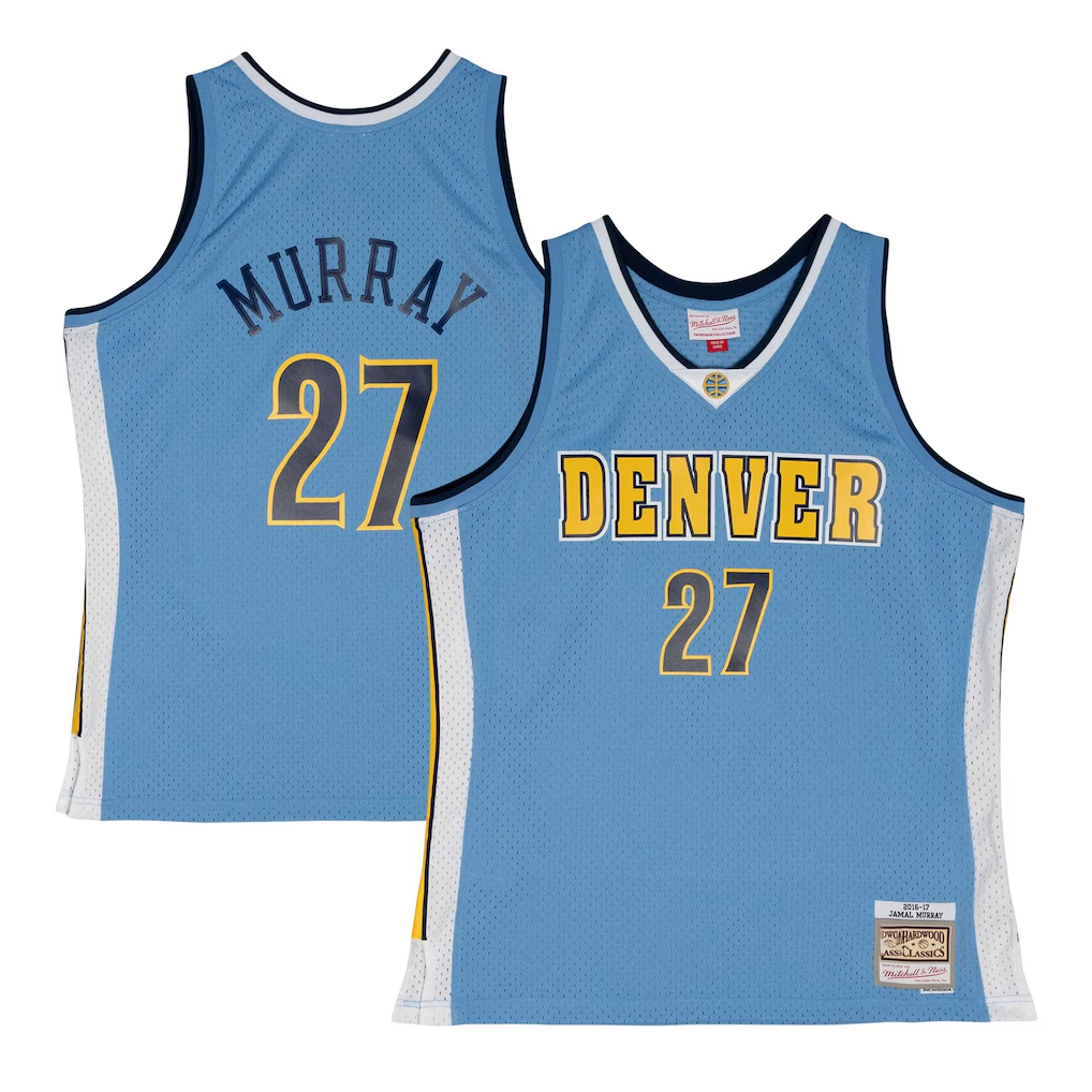 MATTH D.Nuggets #27 Jamal Murray Mitchell & Ness Powder Blue 2016-17 Throwback Swingman Jerseys