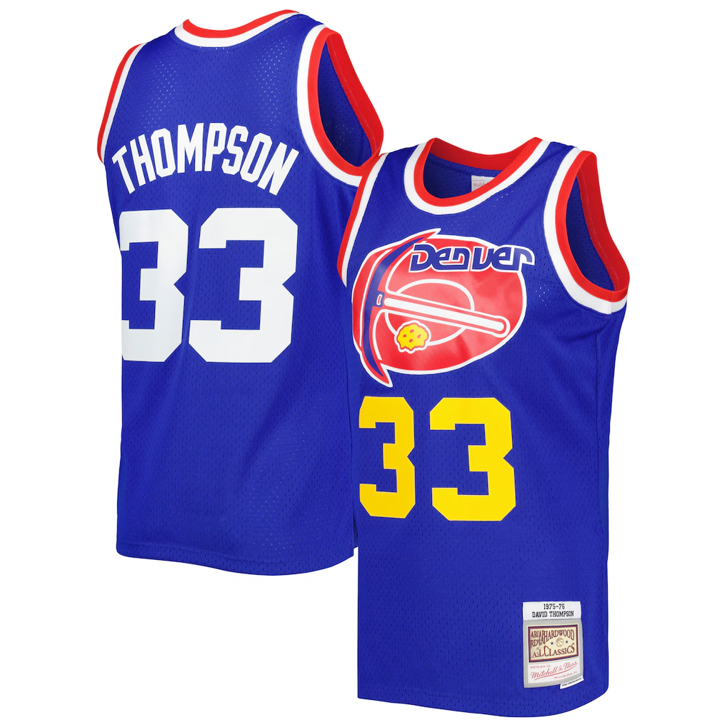 MATTH D.Nuggets #33 David Thompson Mitchell & Ness Royal Hardwood Classics 1975-76 Swingman Jersey