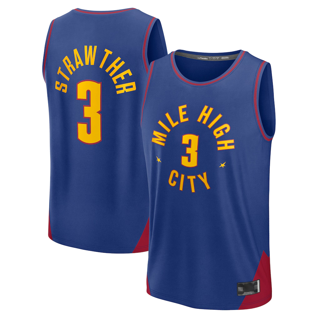 MATTH D.Nuggets #3 Julian Strawther Blue Fast Break Replica Player Jerseys - Statement Edition