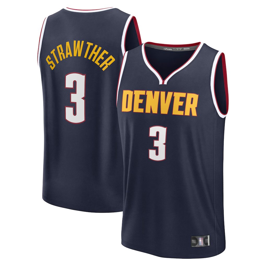 MATTH D.Nuggets #3 Julian Strawther Navy Fast Break Replica Player Jerseys - Icon Edition