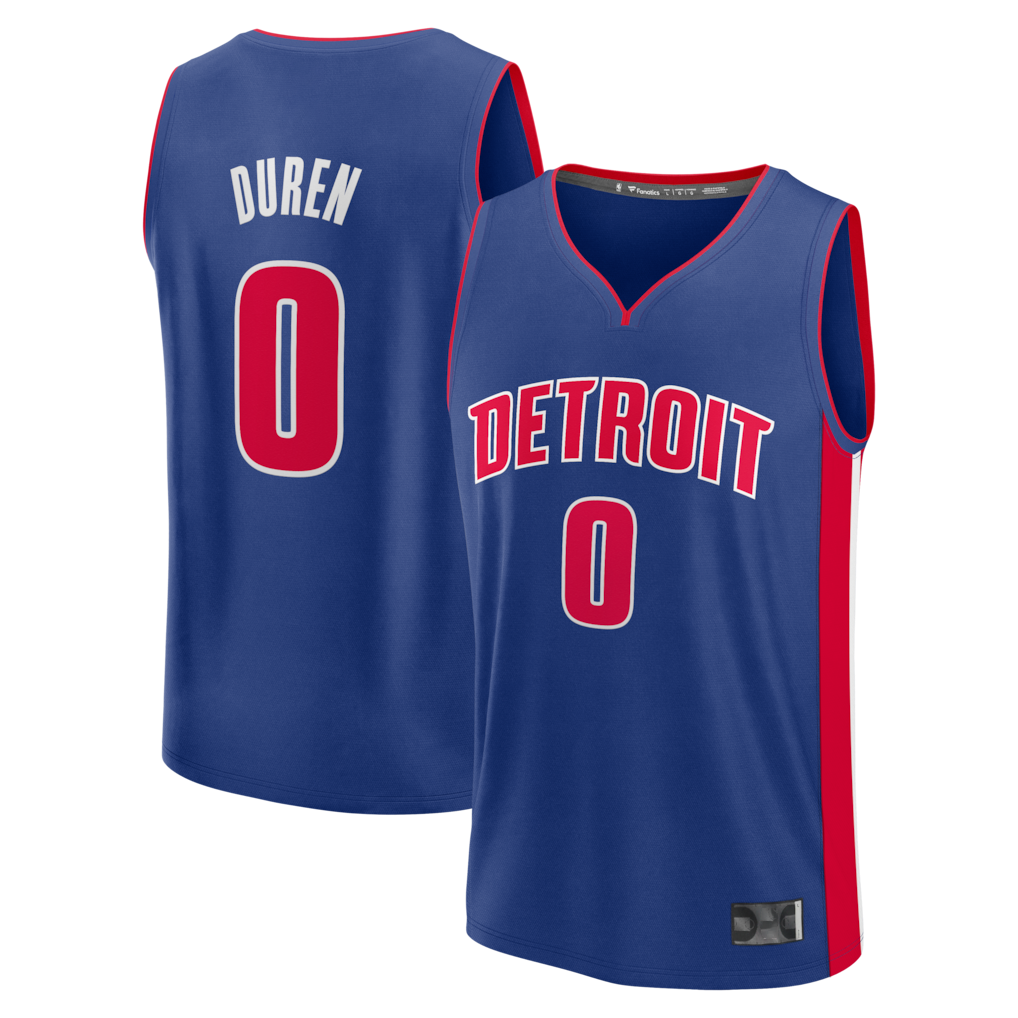 MATTH D.Pistons #0 Jalen Duren  Blue Fast Break Replica Jerseys - Icon Edition