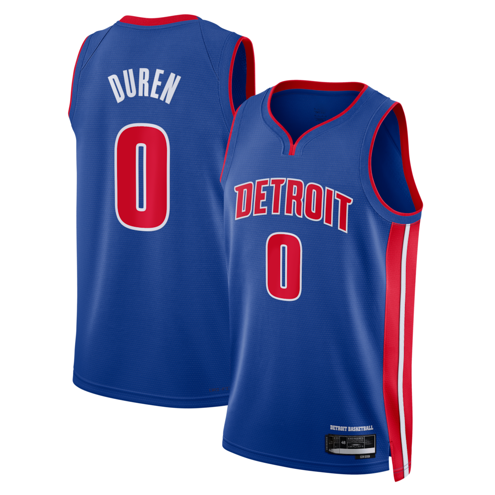 MATTH D.Pistons #0 Jalen Duren Blue Swingman Jerseys - Icon Edition